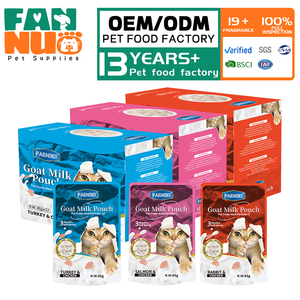 FAENBEI 85g Cibo Umido per <span class=keywords><strong>Gatti</strong></span> al Latte di Capra, con Particelle di Carne (Tacchino, Pollo, Salmone, Coniglio), Snack per <span class=keywords><strong>Gatti</strong></span>, OEM ODM Ingrosso - Product Image 1