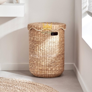 Panier de rangement multifonctionnel moderne en jacinthe d'eau fait main avec couvercles pour organiser les jouets des enfants dans la salle de bain, la chambre à coucher, le salon - Product Image 4