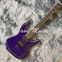 Guitare électrique à 6 cordes, en érable flamme rouge, manche au corps, instrument personnalisé