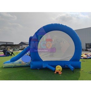 Château gonflable à thème bleu avec toboggan, motif corail de dessin animé, combo de saut <span class=keywords><strong>pour</strong></span> enfants, <span class=keywords><strong>location</strong></span> commerciale extérieure <span class=keywords><strong>pour</strong></span> fêtes - Product Image 5