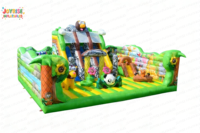 Parc de jeux gonflable sur le thème de la jungle, avec toboggan pour enfants