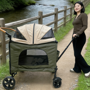 Carrello Pieghevole JXB a 4 Ruote in Oxford per Animali Domestici, Grande Capacità per Cani, Gatti e Piccoli Animali - Carico Massimo 20KG per Viaggi all'Aperto - Product Image 6