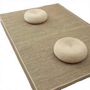 Foldable Jute Area Rug Eco-Friendly Non-Slip Portable Use Long Hair <b>Fluffy</b> Home Bedroom Shaggy Carpet Budget Hotel Indoor - Product Image 3