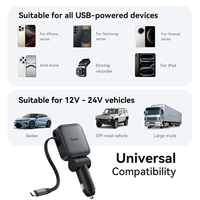 Chargeur de voiture Hoco Z67 Triunfar PD 60W 1C1A + Type-C avec câble télescopique