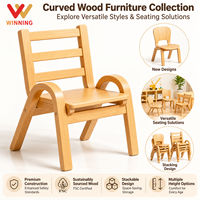 Chaise Montessori en bois pour enfants, empilable, avec dossier incurvé, pour la maternelle, la garderie, la salle de classe, l'ameublement de la crèche