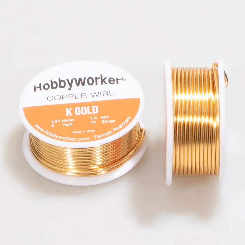 Hobbyworeker-cable Flexible de cobre para hacer joyas, cable de cobre Flexible sin decoloración, de alta calidad, colorido, 16 calibres, 1,3mm, DIY
