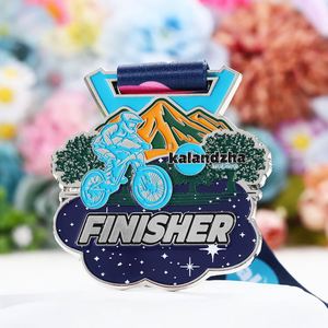 Medalla de Ciclismo 3D en Aleación de Zinc Plateada con Esmalte, Medalla Deportiva para Corredores, Premio para Finalistas de Carreras - Product Image 2