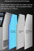 Machine à glaçons commerciale électrique 50 kg/jour en acier inoxydable, double entrée d'eau, refroidissement par air, commande tactile, pour lait