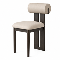 Chaise de salle à manger moderne en bois massif, rembourrée en tissu doux, dossier cylindrique ergonomique, chaise d'appoint pour restaurant, hôtel, usage commercial