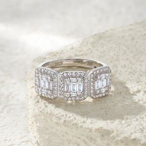 Vente en gros d'usine, bagues pour hommes en moissanite hip-hop avec plusieurs pierres précieuses, argent 925, grandes bagues fines pour femmes - Product Image 3