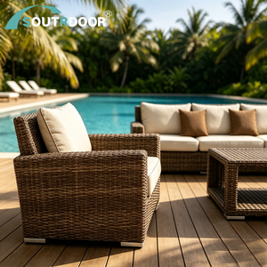 Set Lounge Moderno per Patio Hotel, Mobili <span class=keywords><strong>da</strong></span> <span class=keywords><strong>Giardino</strong></span> <span class=keywords><strong>in</strong></span> Resina, Divano Impermeabile <span class=keywords><strong>in</strong></span> Rattan Sintetico per Appartamenti, Cortili e Parchi - Product Image 4