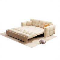 Modernes Französisches Cremefarbenes Ausziehbares Verstellbares Multifunktionales Schlafsofa für Kleine Wohnungen, Wohnzimmer und Hotels