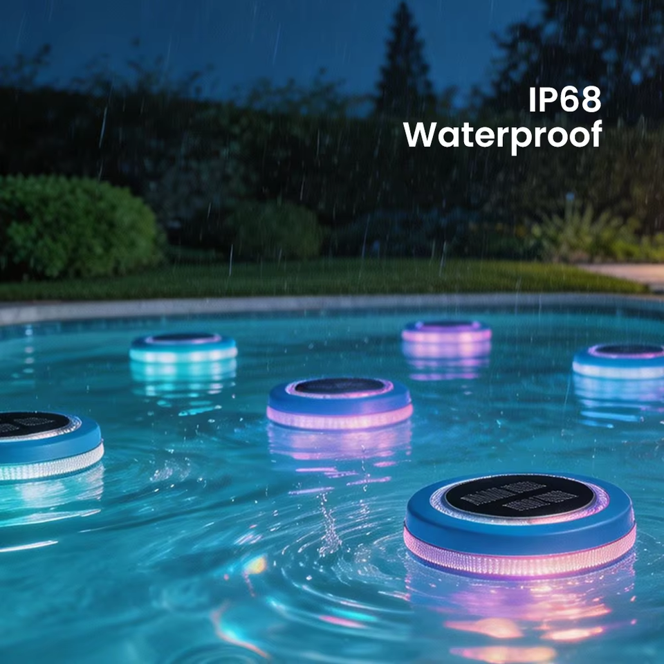 0.66W Solar Panel RGB Color Changing LED Underwater Floating Light IP68 ...