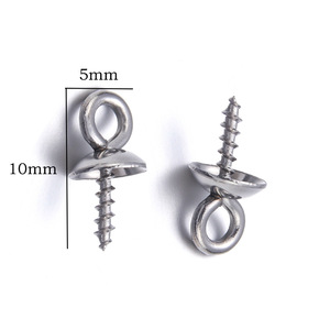 Tornillos de ojo redondos de acero inoxidable de 6 mm para la fabricación de collares, accesorios de joyería pulidos - Product Image 5