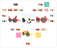 Lunettes de soleil pour enfants unisexes en TPEE, motif vache amusant, bleu noir, lunettes de soleil de fête de dessin animé, montures blanches rouges jaunes, lunettes de soleil pour enfants mignonnes et tendance