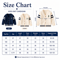 Kinder Frühling Herbst V-Ausschnitt Strickjacke 68% Baumwollmischung Bestickt Schulstil Gestreifter Lässiger Pullover Mantel für Jungen Mädchen