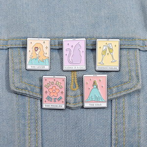 Cartas de <span class=keywords><strong>Tarot</strong></span> esmalte Pin el amante la estrella broche solapa insignia joyería regalo para Fans amigos al por mayor - Product Image 1