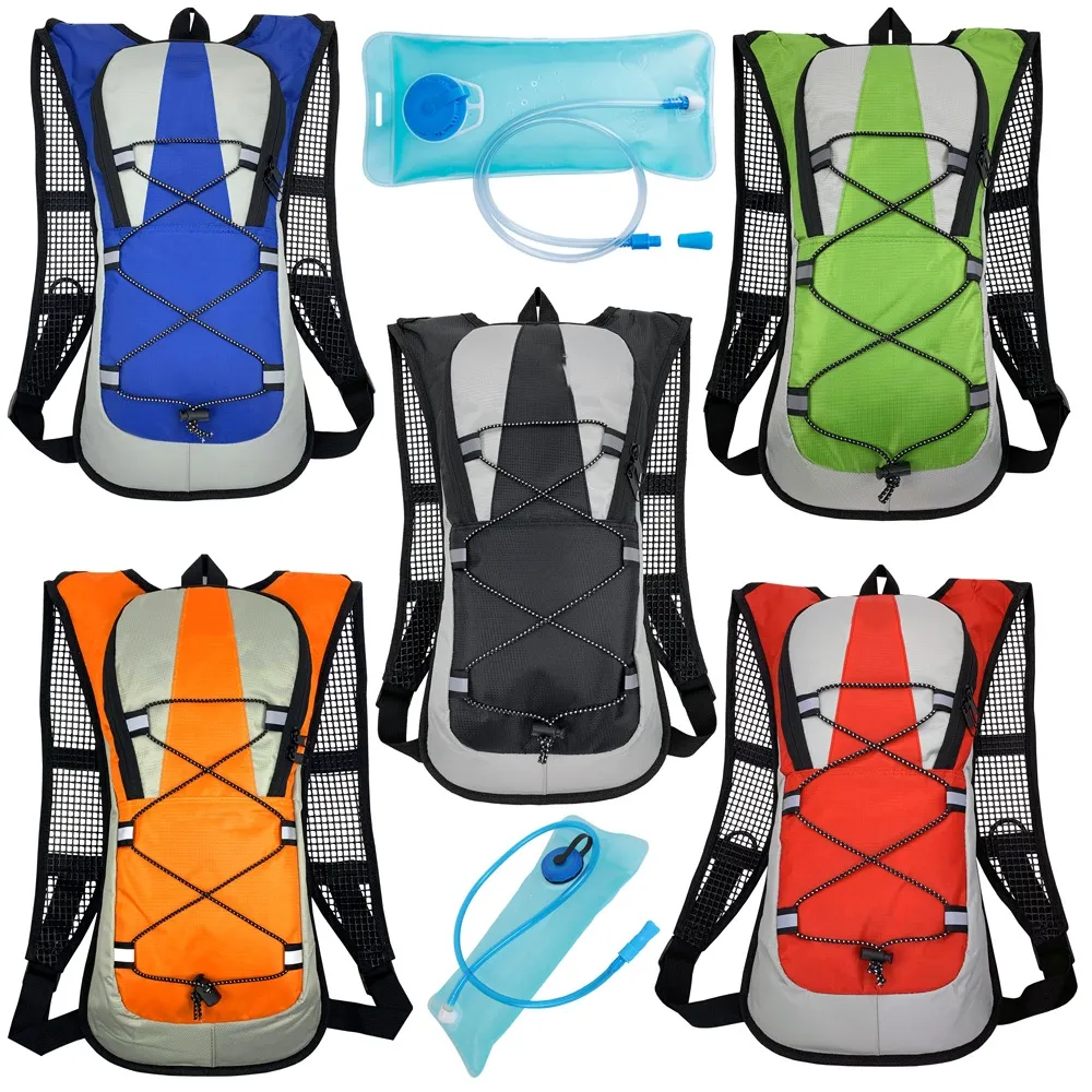Wholesale customize logo waterproof 5L water carrier cycling camping pack hydration bag backpack with water bladder