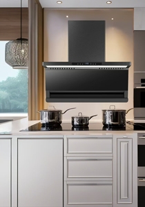 Cappa Aspirante da Cucina a Parete a Forma di 7 con Motore, Alloggiamento in Vetro Temperato, Uso Domestico, Grande Potenza di Aspirazione - Product Image 4