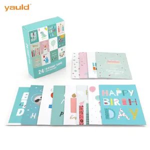 Benutzer definierte Druck lustige leere Boxed sortierte Kinder alles Gute zum Geburtstag Grußkarten mit Umschlägen in Bulk Set Organizer