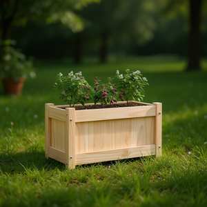 Maceta de Madera de Pino Sólido, Tamaño Mediano, Color Natural, Estilo Rústico, para Uso en Jardín Exterior - Product Image 2