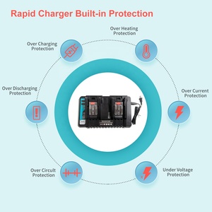 Sistema de Refrigeración Súper Rápido de Doble Puerto 9A*2, Reemplazo para <span class=keywords><strong>Cargador</strong></span> de Batería <span class=keywords><strong>Makita</strong></span> de 14.4v 18v, Kit Combinado de Herramientas DC18RD DC18RC - Product Image 6