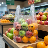 Sac en rouleau personnalisé sans BPA, haute transparence, en LDPE, avec soufflet latéral, scellage étoilé, à poignée à nouer, pour supermarché
