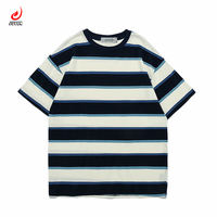Summer Men's Casual Oversize Striped Cotton Short Sleeve T-shirt New Design Crew Neck Loose Drop Shoulder 100% Knitted Fabric