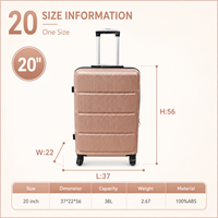 Maleta de Cabina con Ruedas y Cierre de 20 Pulgadas, Fabricada en ABS, Personalizable, Directo de Fábrica