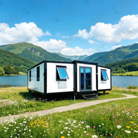 FLKT Villa de luxe moderne préfabriquée, pliable à double aile, résistante aux intempéries et au feu, extensible, en conteneur de 20 ou 40 pieds pour habitation