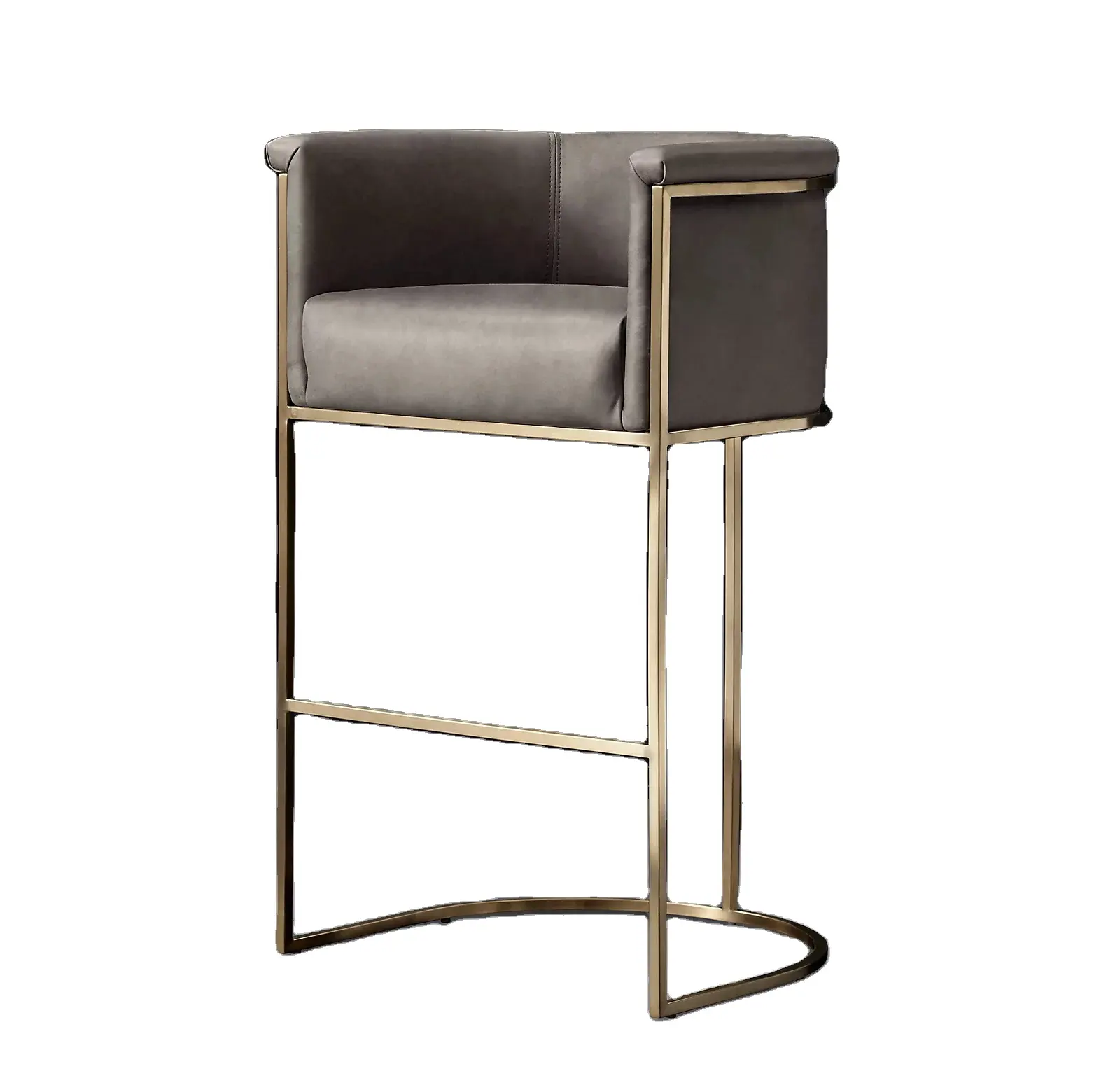 Barrelback luxury gold metal high bar counter stools chair modern stainless bar stools for kitchen Restaurant bar