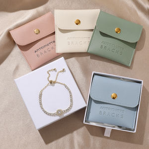 Custom logo Portable PU Leather Snap Button Jewelry <b>Bag</b> Earrings Ring Bracelet Storage <b>Gifts</b> Packaging Jewellery Pouch - Product Image 6