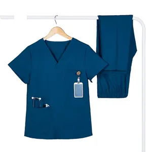 Private label stretch plus size work wear hospital Uniform medical nurse jogger scrubs uniforms sets polyester spandex
