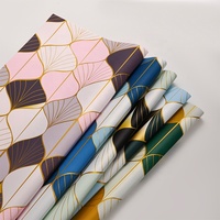 Papier d'emballage à imprimé feuilles géométriques, imperméable, pour bouquets, emballage cadeau pour fleuristes