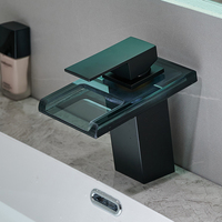 2023 nouveau robinet de bassin cascade led noir intelligent en laiton chaud et froid à poignée unique