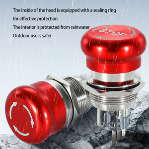 Botón Pulsador de Parada de Emergencia Giratorio Impermeable IP65 de Alta Calidad, Rojo, de 16mm/19mm/22mm, para Automatización de Energía - Product Image 4