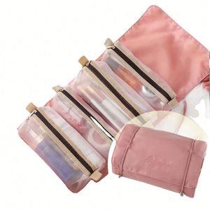 Sacs de maquillage cosmétiques en polyester personnalisés, multifonctionnels, 4-en-1, avec logo imprimé, rangement amovible, grande capacité, avec fermeture éclair - Product Image 5
