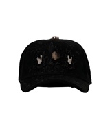 Casquette de baseball personnalisée haut de gamme à cinq panneaux avec broderie en tissu appliqué, motif dessiné à la main, en velours respirant et imperméable