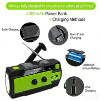 Radio AM/FM Tenaga Surya Engkol Tangan Darurat 4000mAh Tahan Lama Grosir, Senter SOS, Power Bank