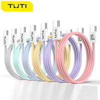 Kabel Pengisian Daya Cepat USB-C TUTI Wholesale 60W, Tembaga Murni, Nylon Barid/PVC, USB ke Tipe C untuk Ponsel