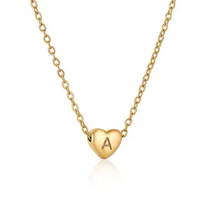 爱心礼品心形设计18k镀金项链个性化初始名称项链