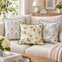 Housse de coussin à volants floraux avec fermeture éclair invisible pour oreiller décoratif de luxe, 100 % coton, cousu à la main
