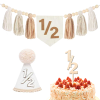 Décoration de gâteau d'anniversaire pour bébé, banderole de fête prénatale, couronne triangulaire, pour fête prénatale, 1er anniversaire, 1/2