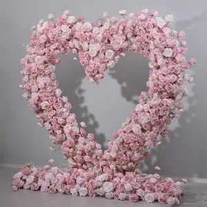 Çiçekler düzenleme kemer dekorasyon çiçek düğün kemer ile 2.4M pembe kalp şekilli düğün zemin