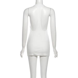 Mini Abiti con Stampa a Lettere da Donna, Scollo a U, Design con Aperture Laterali, Senza Maniche, Vestito Aderente Effetto Push-Up sui Fianchi, Sexy e alla Moda - Product Image 6