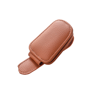 Popular Multifunctional Universal Leather Car Visor Sunglasses Holder Car Interior Accessories with Glasses <b>Clip</b> - Product Image 4