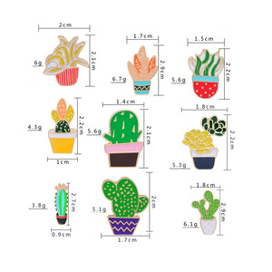 Cartoon Leaf Schöne grüne Topfpflanze Brosche Monstera Kokosnuss baum Emaille Metall Abzeichen Anstecknadel - Product Image 3