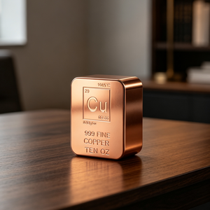 Barre de cuivre pur 999, lingot carré de 10 oz, qualité d'investissement, non allié, en cuivre métallique - Product Image 2