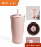 Gourde isotherme en acier inoxydable 14 oz avec paille, design portable pour cadeaux d'affaires et voyages
