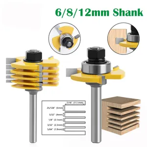 2PCS T G ASSEMBLY Cutter Router Bit 3 Teeth Box Finger Joint Router Bit Set Woodworking Milling Cutter For Wood Face Mill